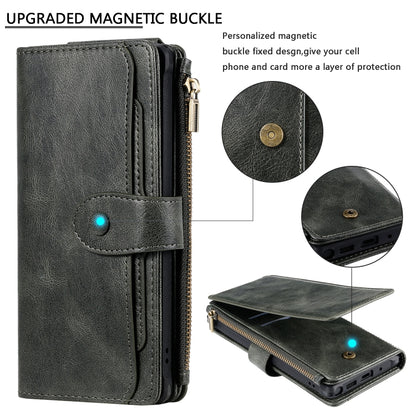 For Galaxy Note 10+ Multifunctional Retro Detachable Magnetic Horizontal Flip Leather Case with Card Slots & Holder & Wallet & Photo Frame(Dark Green) - Galaxy Phone Cases by buy2fix | Online Shopping UK | buy2fix