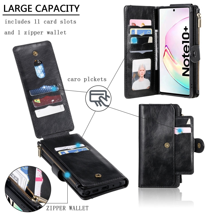 For Galaxy Note 10+ Multifunctional Retro Detachable Magnetic Horizontal Flip Leather Case with Card Slots & Holder & Wallet & Photo Frame(Black) - Galaxy Phone Cases by buy2fix | Online Shopping UK | buy2fix