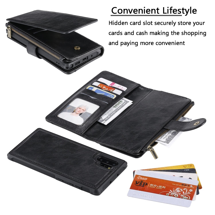 For Galaxy Note 10+ Multifunctional Retro Detachable Magnetic Horizontal Flip Leather Case with Card Slots & Holder & Wallet & Photo Frame(Black) - Galaxy Phone Cases by buy2fix | Online Shopping UK | buy2fix