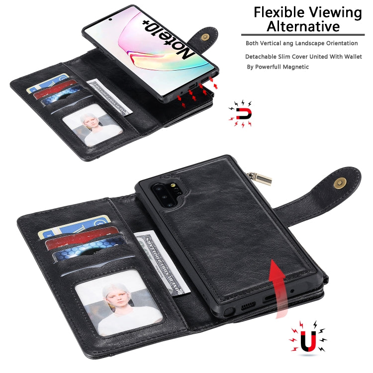 For Galaxy Note 10+ Multifunctional Retro Detachable Magnetic Horizontal Flip Leather Case with Card Slots & Holder & Wallet & Photo Frame(Black) - Galaxy Phone Cases by buy2fix | Online Shopping UK | buy2fix