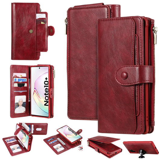 For Galaxy Note 10+ Multifunctional Retro Detachable Magnetic Horizontal Flip Leather Case with Card Slots & Holder & Wallet & Photo Frame(Red) - Galaxy Phone Cases by buy2fix | Online Shopping UK | buy2fix