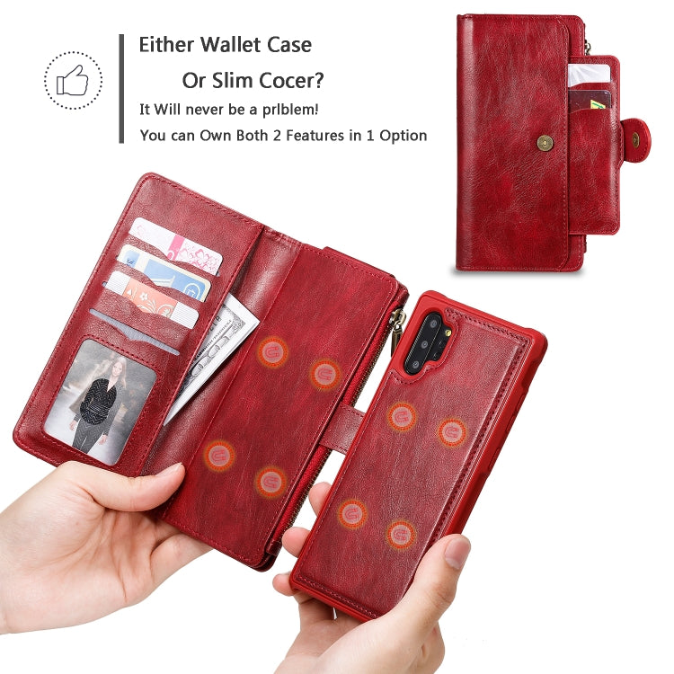 For Galaxy Note 10+ Multifunctional Retro Detachable Magnetic Horizontal Flip Leather Case with Card Slots & Holder & Wallet & Photo Frame(Red) - Galaxy Phone Cases by buy2fix | Online Shopping UK | buy2fix