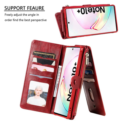 For Galaxy Note 10+ Multifunctional Retro Detachable Magnetic Horizontal Flip Leather Case with Card Slots & Holder & Wallet & Photo Frame(Red) - Galaxy Phone Cases by buy2fix | Online Shopping UK | buy2fix