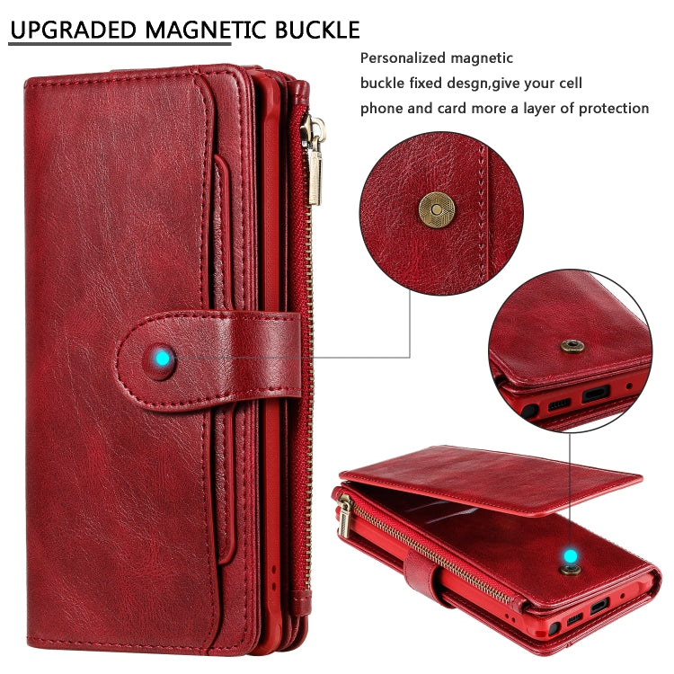 For Galaxy Note 10+ Multifunctional Retro Detachable Magnetic Horizontal Flip Leather Case with Card Slots & Holder & Wallet & Photo Frame(Red) - Galaxy Phone Cases by buy2fix | Online Shopping UK | buy2fix