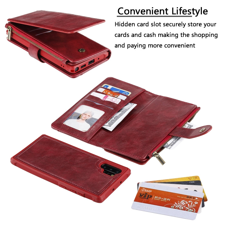 For Galaxy Note 10+ Multifunctional Retro Detachable Magnetic Horizontal Flip Leather Case with Card Slots & Holder & Wallet & Photo Frame(Red) - Galaxy Phone Cases by buy2fix | Online Shopping UK | buy2fix