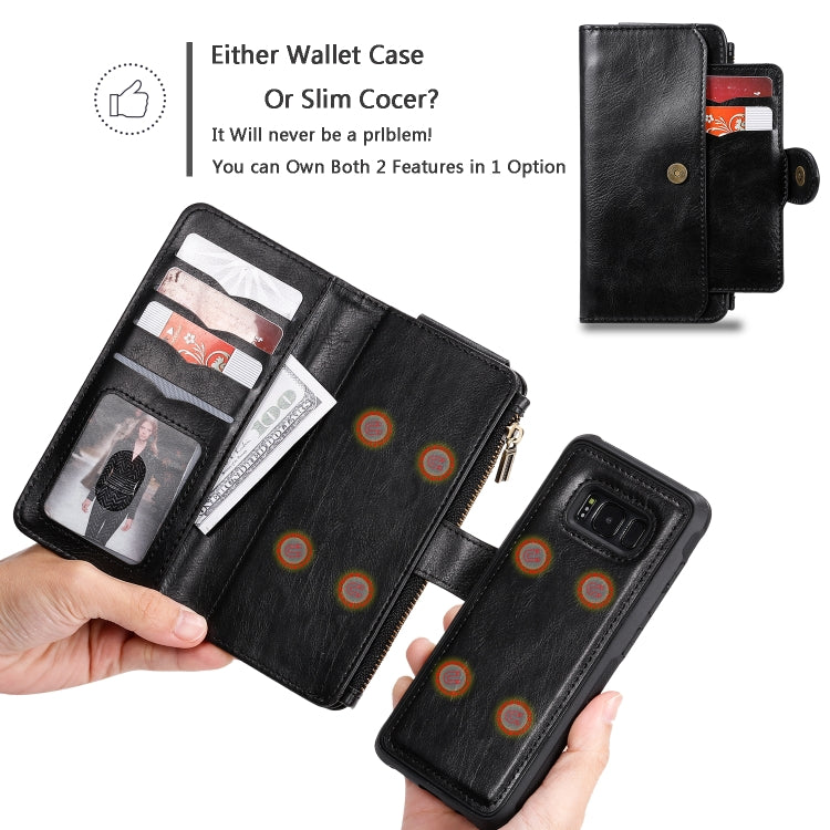 For Galaxy S8 Multifunctional Retro Detachable Magnetic Horizontal Flip Leather Case with Card Slots & Holder & Wallet & Photo Frame(Black) - Galaxy Phone Cases by buy2fix | Online Shopping UK | buy2fix