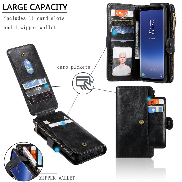 For Galaxy S8 Multifunctional Retro Detachable Magnetic Horizontal Flip Leather Case with Card Slots & Holder & Wallet & Photo Frame(Black) - Galaxy Phone Cases by buy2fix | Online Shopping UK | buy2fix