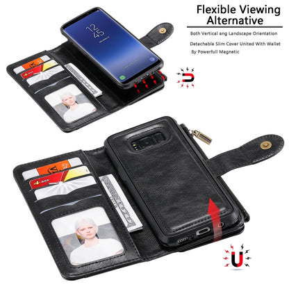 For Galaxy S8 Multifunctional Retro Detachable Magnetic Horizontal Flip Leather Case with Card Slots & Holder & Wallet & Photo Frame(Black) - Galaxy Phone Cases by buy2fix | Online Shopping UK | buy2fix