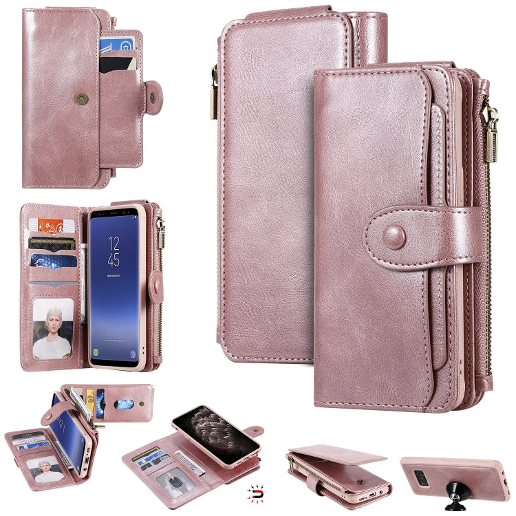 For Galaxy S8 Multifunctional Retro Detachable Magnetic Horizontal Flip Leather Case with Card Slots & Holder & Wallet & Photo Frame(Rose Gold) - Galaxy Phone Cases by buy2fix | Online Shopping UK | buy2fix