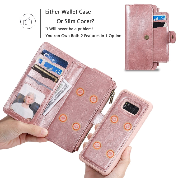 For Galaxy S8 Multifunctional Retro Detachable Magnetic Horizontal Flip Leather Case with Card Slots & Holder & Wallet & Photo Frame(Rose Gold) - Galaxy Phone Cases by buy2fix | Online Shopping UK | buy2fix