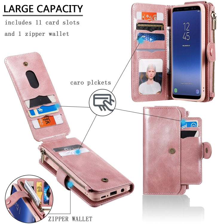 For Galaxy S8 Multifunctional Retro Detachable Magnetic Horizontal Flip Leather Case with Card Slots & Holder & Wallet & Photo Frame(Rose Gold) - Galaxy Phone Cases by buy2fix | Online Shopping UK | buy2fix