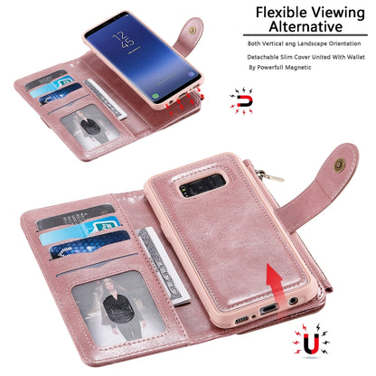 For Galaxy S8 Multifunctional Retro Detachable Magnetic Horizontal Flip Leather Case with Card Slots & Holder & Wallet & Photo Frame(Rose Gold) - Galaxy Phone Cases by buy2fix | Online Shopping UK | buy2fix