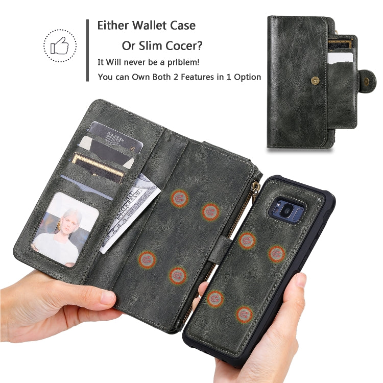 For Galaxy S8+ Multifunctional Retro Detachable Magnetic Horizontal Flip Leather Case with Card Slots & Holder & Wallet & Photo Frame(Dark Green) - Galaxy Phone Cases by buy2fix | Online Shopping UK | buy2fix