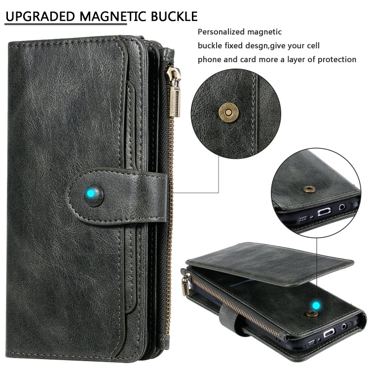 For Galaxy S8+ Multifunctional Retro Detachable Magnetic Horizontal Flip Leather Case with Card Slots & Holder & Wallet & Photo Frame(Dark Green) - Galaxy Phone Cases by buy2fix | Online Shopping UK | buy2fix