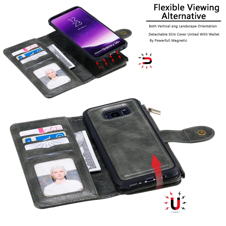 For Galaxy S8+ Multifunctional Retro Detachable Magnetic Horizontal Flip Leather Case with Card Slots & Holder & Wallet & Photo Frame(Dark Green) - Galaxy Phone Cases by buy2fix | Online Shopping UK | buy2fix