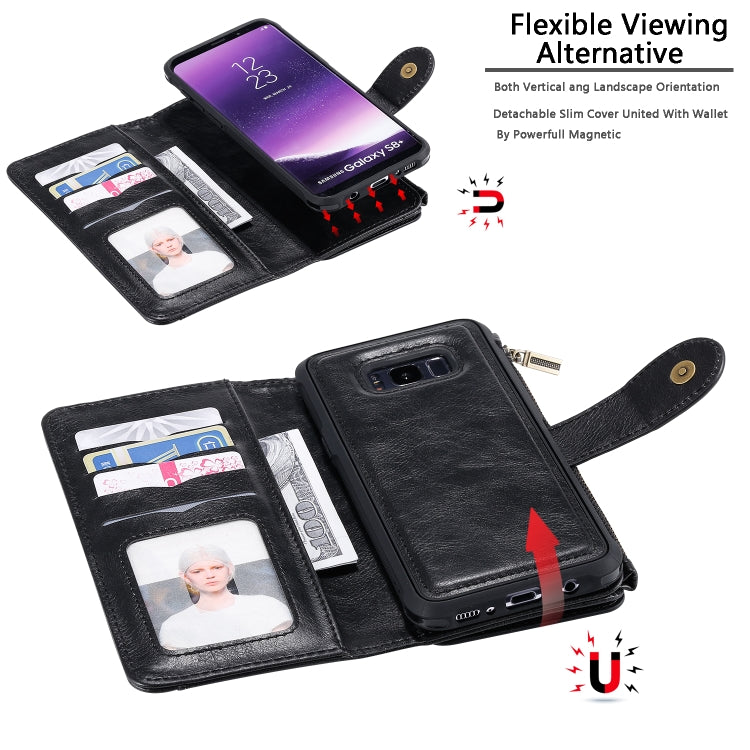 For Galaxy S8+ Multifunctional Retro Detachable Magnetic Horizontal Flip Leather Case with Card Slots & Holder & Wallet & Photo Frame(Black) - Galaxy Phone Cases by buy2fix | Online Shopping UK | buy2fix