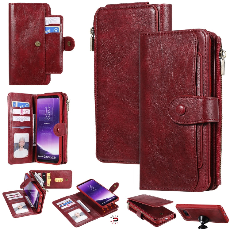 For Galaxy S8+ Multifunctional Retro Detachable Magnetic Horizontal Flip Leather Case with Card Slots & Holder & Wallet & Photo Frame(Red) - Galaxy Phone Cases by buy2fix | Online Shopping UK | buy2fix