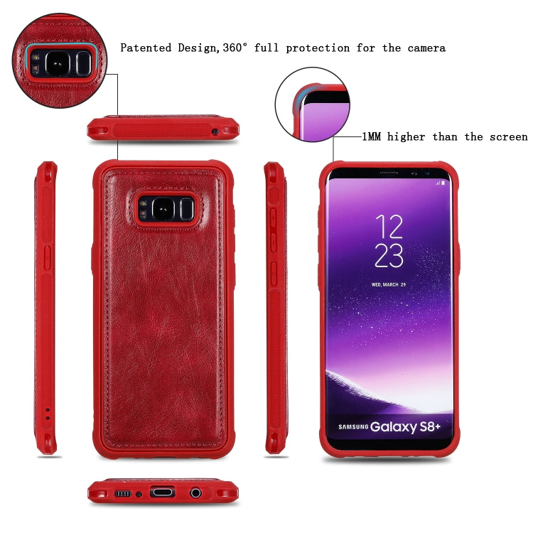 For Galaxy S8+ Multifunctional Retro Detachable Magnetic Horizontal Flip Leather Case with Card Slots & Holder & Wallet & Photo Frame(Red) - Galaxy Phone Cases by buy2fix | Online Shopping UK | buy2fix