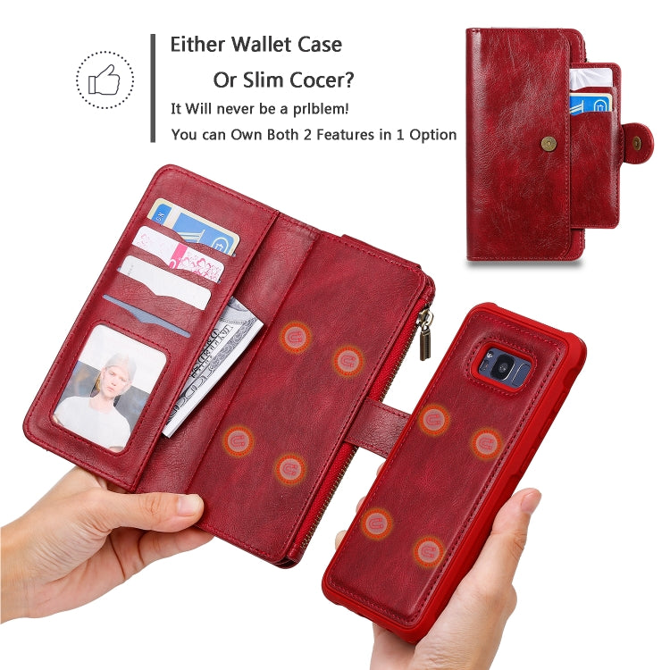 For Galaxy S8+ Multifunctional Retro Detachable Magnetic Horizontal Flip Leather Case with Card Slots & Holder & Wallet & Photo Frame(Red) - Galaxy Phone Cases by buy2fix | Online Shopping UK | buy2fix