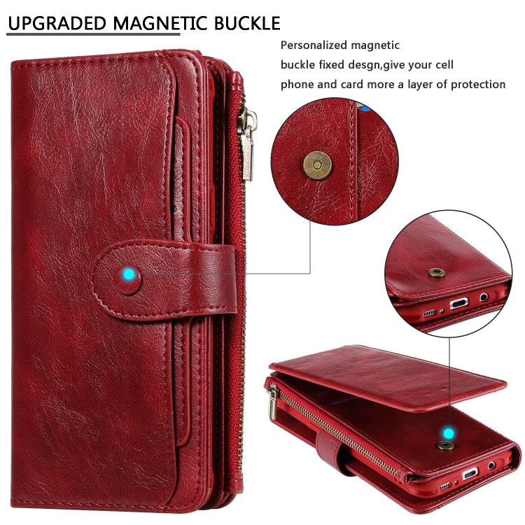 For Galaxy S8+ Multifunctional Retro Detachable Magnetic Horizontal Flip Leather Case with Card Slots & Holder & Wallet & Photo Frame(Red) - Galaxy Phone Cases by buy2fix | Online Shopping UK | buy2fix