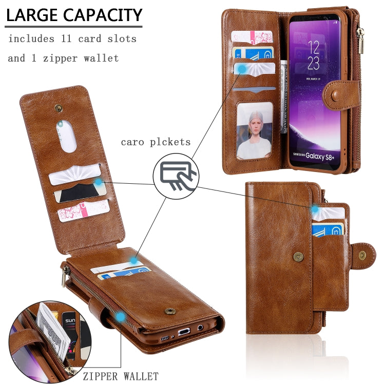 For Galaxy S8+ Multifunctional Retro Detachable Magnetic Horizontal Flip Leather Case with Card Slots & Holder & Wallet & Photo Frame(Brown) - Galaxy Phone Cases by buy2fix | Online Shopping UK | buy2fix
