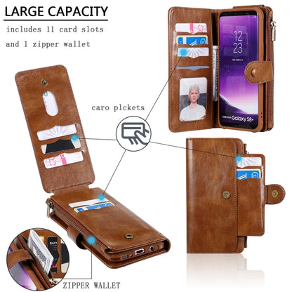 For Galaxy S8+ Multifunctional Retro Detachable Magnetic Horizontal Flip Leather Case with Card Slots & Holder & Wallet & Photo Frame(Brown) - Galaxy Phone Cases by buy2fix | Online Shopping UK | buy2fix