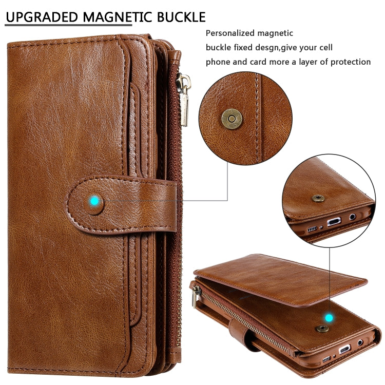 For Galaxy S8+ Multifunctional Retro Detachable Magnetic Horizontal Flip Leather Case with Card Slots & Holder & Wallet & Photo Frame(Brown) - Galaxy Phone Cases by buy2fix | Online Shopping UK | buy2fix