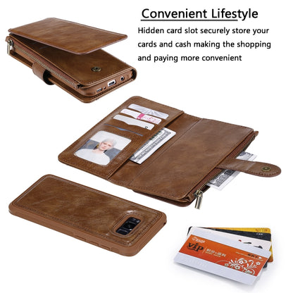 For Galaxy S8+ Multifunctional Retro Detachable Magnetic Horizontal Flip Leather Case with Card Slots & Holder & Wallet & Photo Frame(Brown) - Galaxy Phone Cases by buy2fix | Online Shopping UK | buy2fix