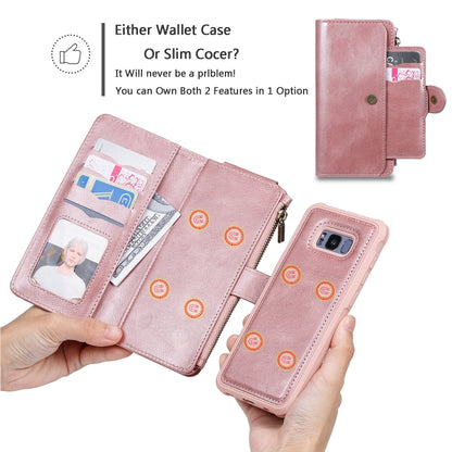 For Galaxy S8+ Multifunctional Retro Detachable Magnetic Horizontal Flip Leather Case with Card Slots & Holder & Wallet & Photo Frame(Rose Gold) - Galaxy Phone Cases by buy2fix | Online Shopping UK | buy2fix