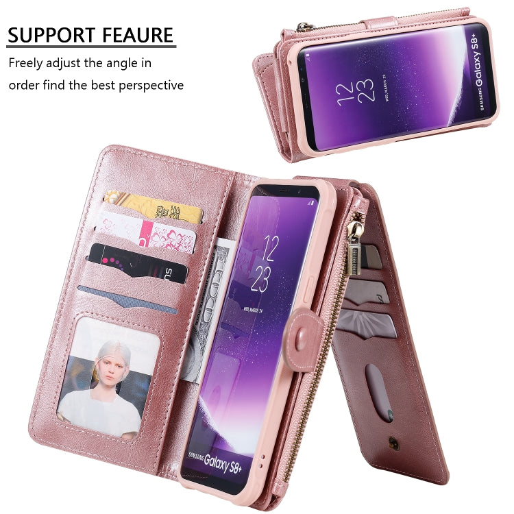 For Galaxy S8+ Multifunctional Retro Detachable Magnetic Horizontal Flip Leather Case with Card Slots & Holder & Wallet & Photo Frame(Rose Gold) - Galaxy Phone Cases by buy2fix | Online Shopping UK | buy2fix