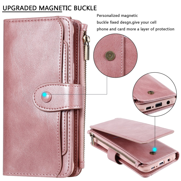 For Galaxy S8+ Multifunctional Retro Detachable Magnetic Horizontal Flip Leather Case with Card Slots & Holder & Wallet & Photo Frame(Rose Gold) - Galaxy Phone Cases by buy2fix | Online Shopping UK | buy2fix
