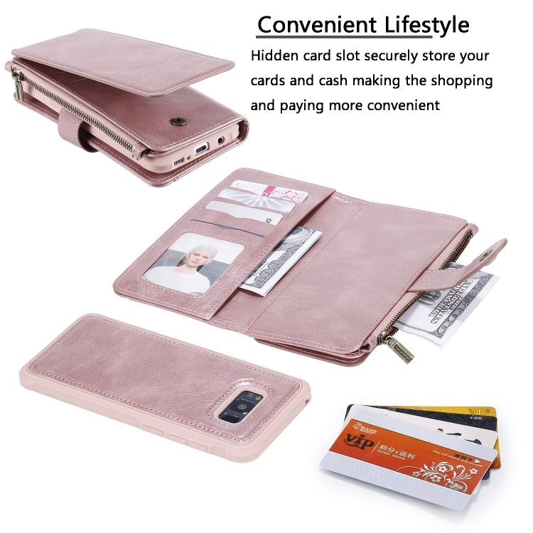 For Galaxy S8+ Multifunctional Retro Detachable Magnetic Horizontal Flip Leather Case with Card Slots & Holder & Wallet & Photo Frame(Rose Gold) - Galaxy Phone Cases by buy2fix | Online Shopping UK | buy2fix