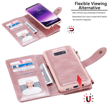 For Galaxy S8+ Multifunctional Retro Detachable Magnetic Horizontal Flip Leather Case with Card Slots & Holder & Wallet & Photo Frame(Rose Gold) - Galaxy Phone Cases by buy2fix | Online Shopping UK | buy2fix