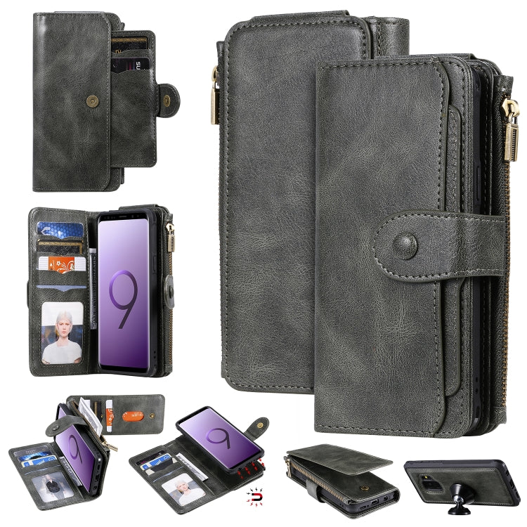 For Galaxy S9 Multifunctional Retro Detachable Magnetic Horizontal Flip Leather Case with Card Slots & Holder & Wallet & Photo Frame(Dark Green) - Galaxy Phone Cases by buy2fix | Online Shopping UK | buy2fix