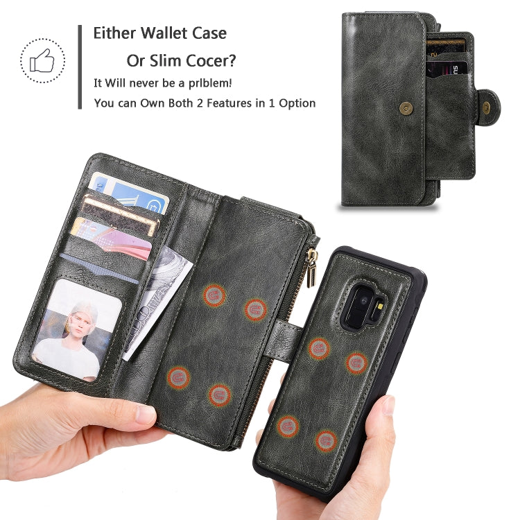 For Galaxy S9 Multifunctional Retro Detachable Magnetic Horizontal Flip Leather Case with Card Slots & Holder & Wallet & Photo Frame(Dark Green) - Galaxy Phone Cases by buy2fix | Online Shopping UK | buy2fix