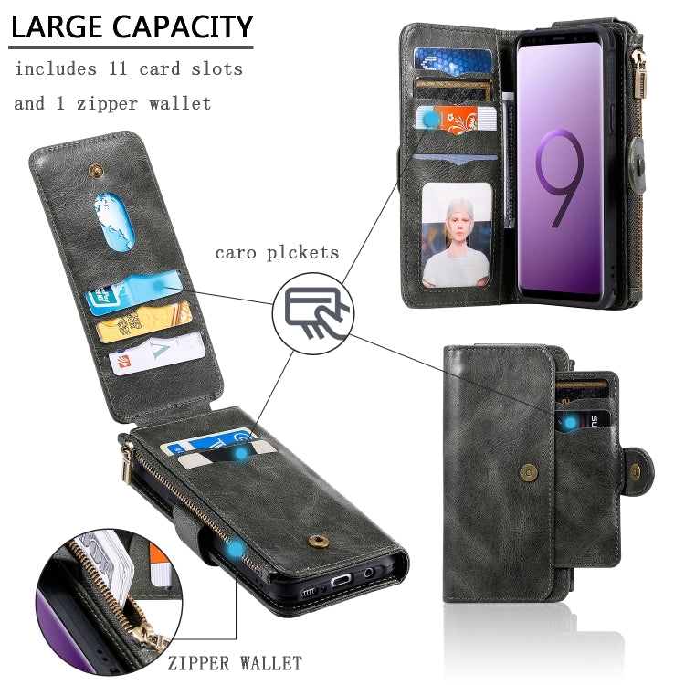 For Galaxy S9 Multifunctional Retro Detachable Magnetic Horizontal Flip Leather Case with Card Slots & Holder & Wallet & Photo Frame(Dark Green) - Galaxy Phone Cases by buy2fix | Online Shopping UK | buy2fix