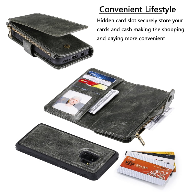 For Galaxy S9 Multifunctional Retro Detachable Magnetic Horizontal Flip Leather Case with Card Slots & Holder & Wallet & Photo Frame(Dark Green) - Galaxy Phone Cases by buy2fix | Online Shopping UK | buy2fix