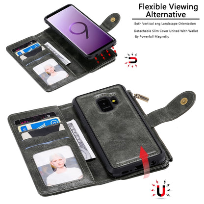 For Galaxy S9 Multifunctional Retro Detachable Magnetic Horizontal Flip Leather Case with Card Slots & Holder & Wallet & Photo Frame(Dark Green) - Galaxy Phone Cases by buy2fix | Online Shopping UK | buy2fix