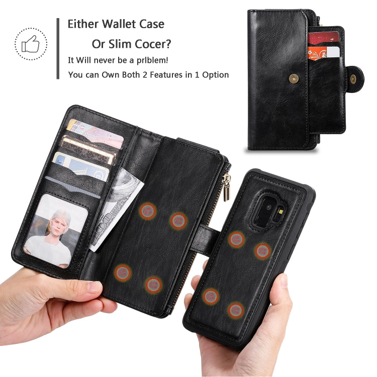 For Galaxy S9 Multifunctional Retro Detachable Magnetic Horizontal Flip Leather Case with Card Slots & Holder & Wallet & Photo Frame(Black) - Galaxy Phone Cases by buy2fix | Online Shopping UK | buy2fix