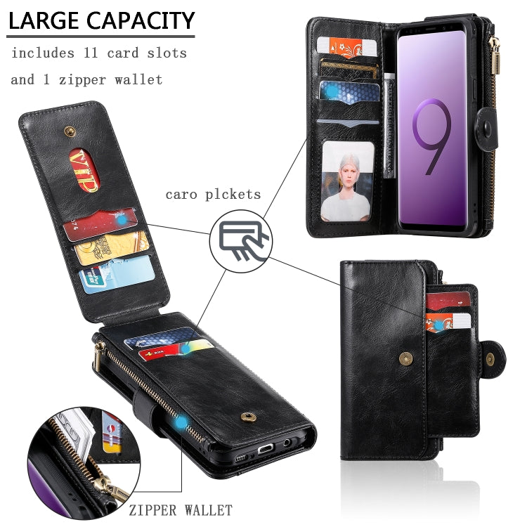 For Galaxy S9 Multifunctional Retro Detachable Magnetic Horizontal Flip Leather Case with Card Slots & Holder & Wallet & Photo Frame(Black) - Galaxy Phone Cases by buy2fix | Online Shopping UK | buy2fix