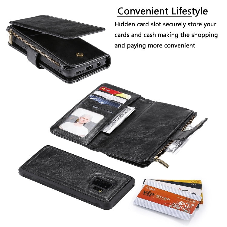For Galaxy S9 Multifunctional Retro Detachable Magnetic Horizontal Flip Leather Case with Card Slots & Holder & Wallet & Photo Frame(Black) - Galaxy Phone Cases by buy2fix | Online Shopping UK | buy2fix