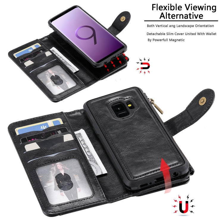 For Galaxy S9 Multifunctional Retro Detachable Magnetic Horizontal Flip Leather Case with Card Slots & Holder & Wallet & Photo Frame(Black) - Galaxy Phone Cases by buy2fix | Online Shopping UK | buy2fix