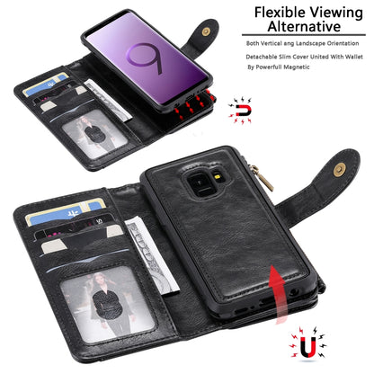 For Galaxy S9 Multifunctional Retro Detachable Magnetic Horizontal Flip Leather Case with Card Slots & Holder & Wallet & Photo Frame(Black) - Galaxy Phone Cases by buy2fix | Online Shopping UK | buy2fix