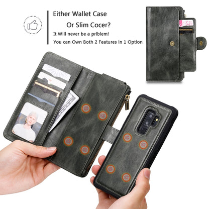 For Galaxy S9+ Multifunctional Retro Detachable Magnetic Horizontal Flip Leather Case with Card Slots & Holder & Wallet & Photo Frame(Dark Green) - Galaxy Phone Cases by buy2fix | Online Shopping UK | buy2fix