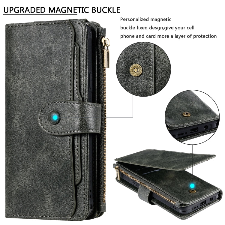 For Galaxy S9+ Multifunctional Retro Detachable Magnetic Horizontal Flip Leather Case with Card Slots & Holder & Wallet & Photo Frame(Dark Green) - Galaxy Phone Cases by buy2fix | Online Shopping UK | buy2fix