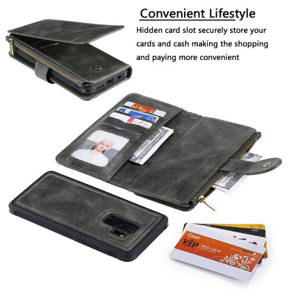For Galaxy S9+ Multifunctional Retro Detachable Magnetic Horizontal Flip Leather Case with Card Slots & Holder & Wallet & Photo Frame(Dark Green) - Galaxy Phone Cases by buy2fix | Online Shopping UK | buy2fix