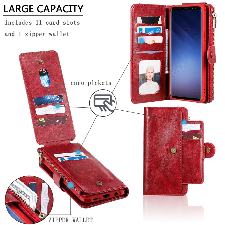 For Galaxy S9+ Multifunctional Retro Detachable Magnetic Horizontal Flip Leather Case with Card Slots & Holder & Wallet & Photo Frame(Red) - Galaxy Phone Cases by buy2fix | Online Shopping UK | buy2fix