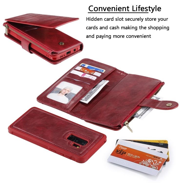 For Galaxy S9+ Multifunctional Retro Detachable Magnetic Horizontal Flip Leather Case with Card Slots & Holder & Wallet & Photo Frame(Red) - Galaxy Phone Cases by buy2fix | Online Shopping UK | buy2fix