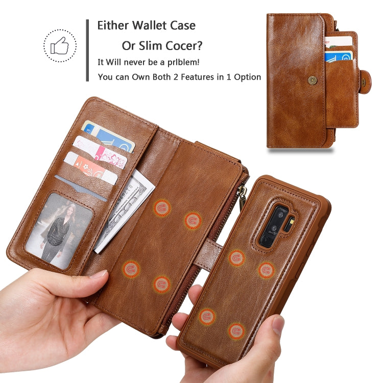For Galaxy S9+ Multifunctional Retro Detachable Magnetic Horizontal Flip Leather Case with Card Slots & Holder & Wallet & Photo Frame(Brown) - Galaxy Phone Cases by buy2fix | Online Shopping UK | buy2fix