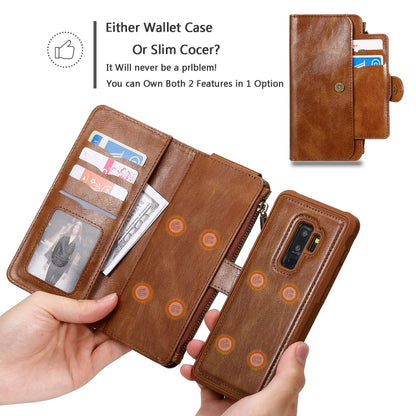 For Galaxy S9+ Multifunctional Retro Detachable Magnetic Horizontal Flip Leather Case with Card Slots & Holder & Wallet & Photo Frame(Brown) - Galaxy Phone Cases by buy2fix | Online Shopping UK | buy2fix